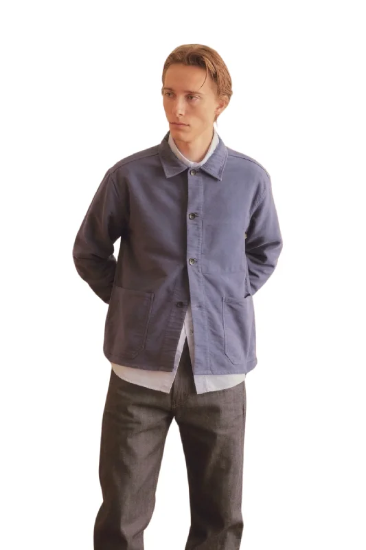 French Moleskin Overshirt in Blue