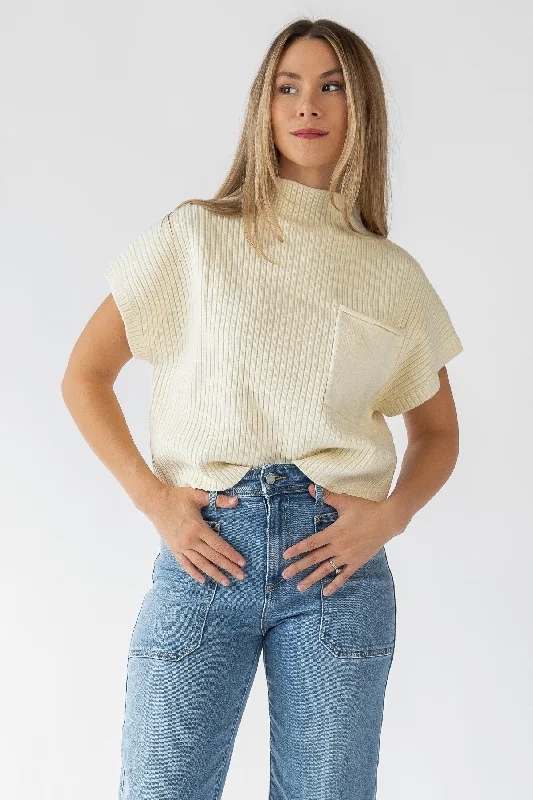 Joliet Cream Pocket Cropped Sweater