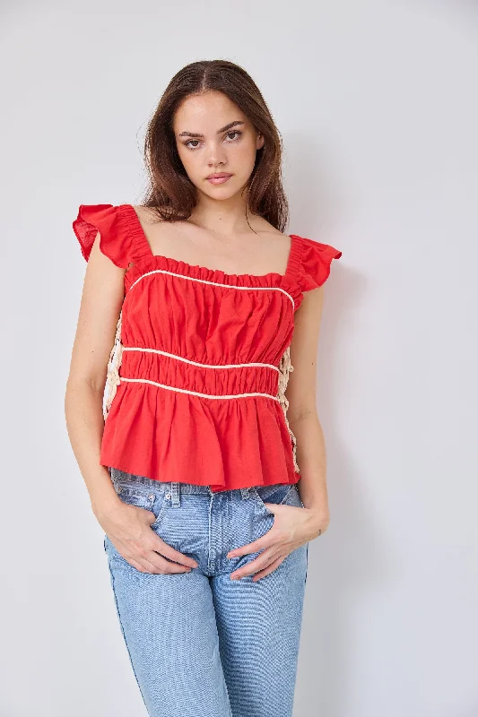 SALE - Kennedy Ruffled Sleeve Peplum Top