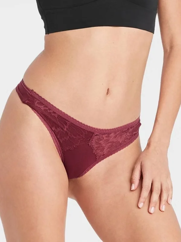 Women's Lace Thong,Burgundy Earthy Women's 