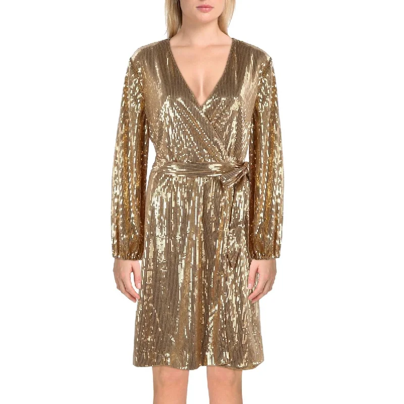 INC Womens Sequined Long Sleeves Cocktail And Party Dress