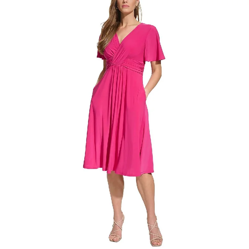 Jessica Howard Womens Crossover Midi Cocktail And Party Dress