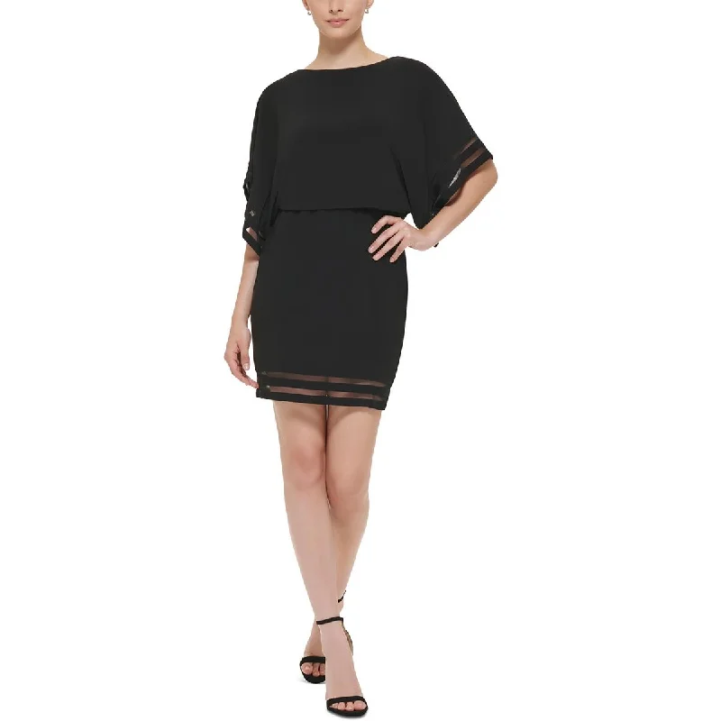 Jessica Howard Womens Illusion Midi Cocktail And Party Dress