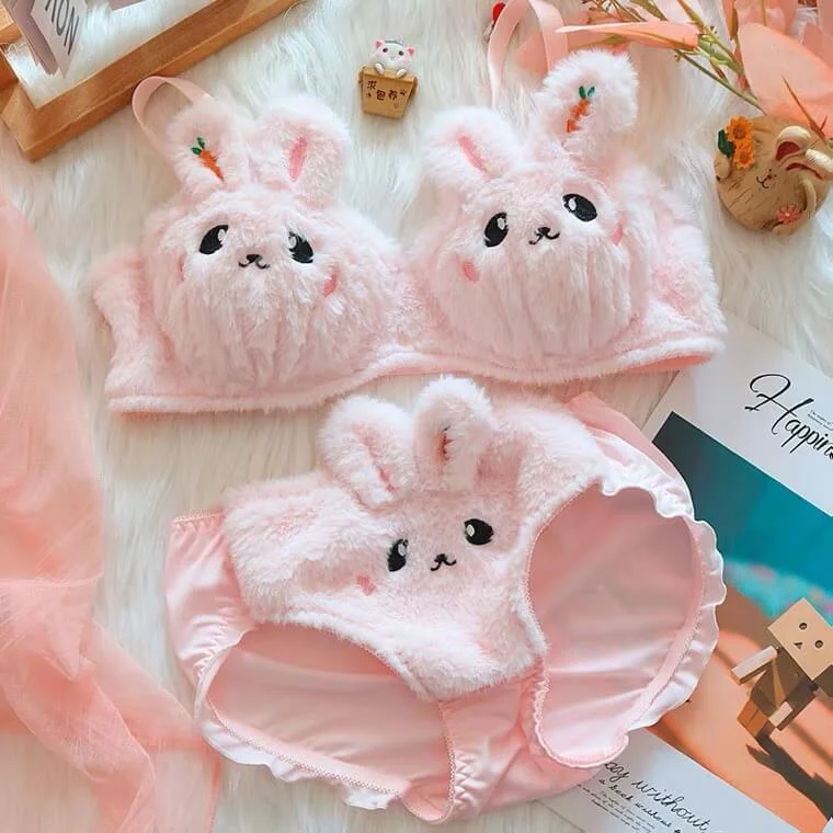 Moon Rabbit-Girls' Plush Underwear Japanese Cute Ribless Bra BY0330 Dapper Women's 1920S