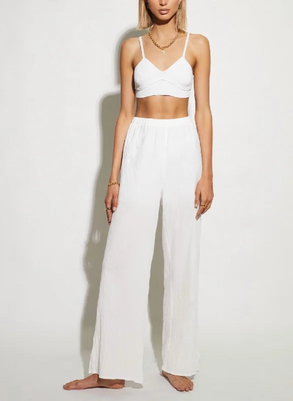 Ribbed Bralette In White Streetwear Style for 