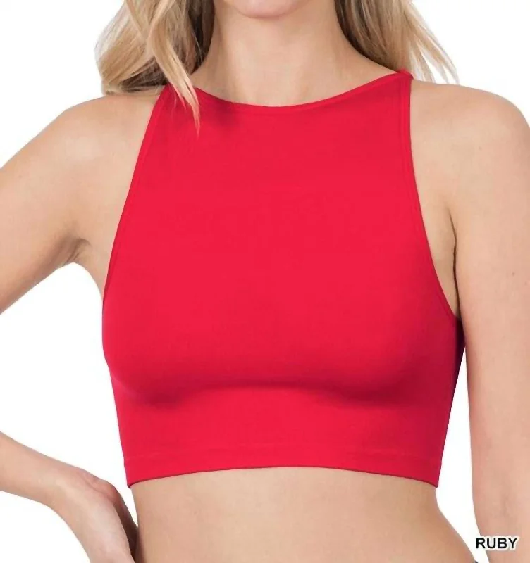 Seamless Crop Top Bralette In Ruby