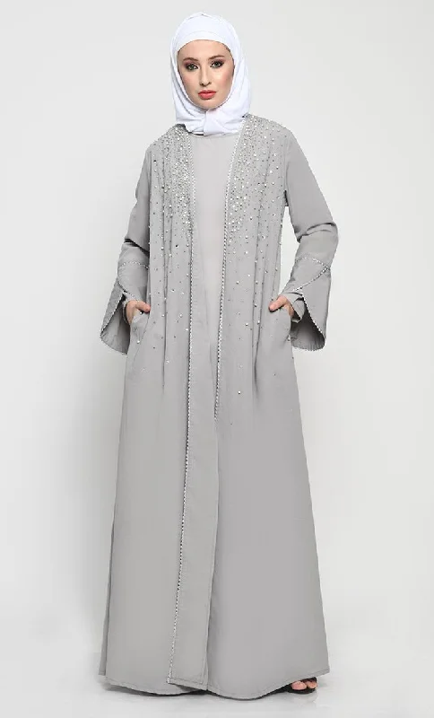 Sophisticated Summer Cool Layered Abaya with Elegant Embroidery Country