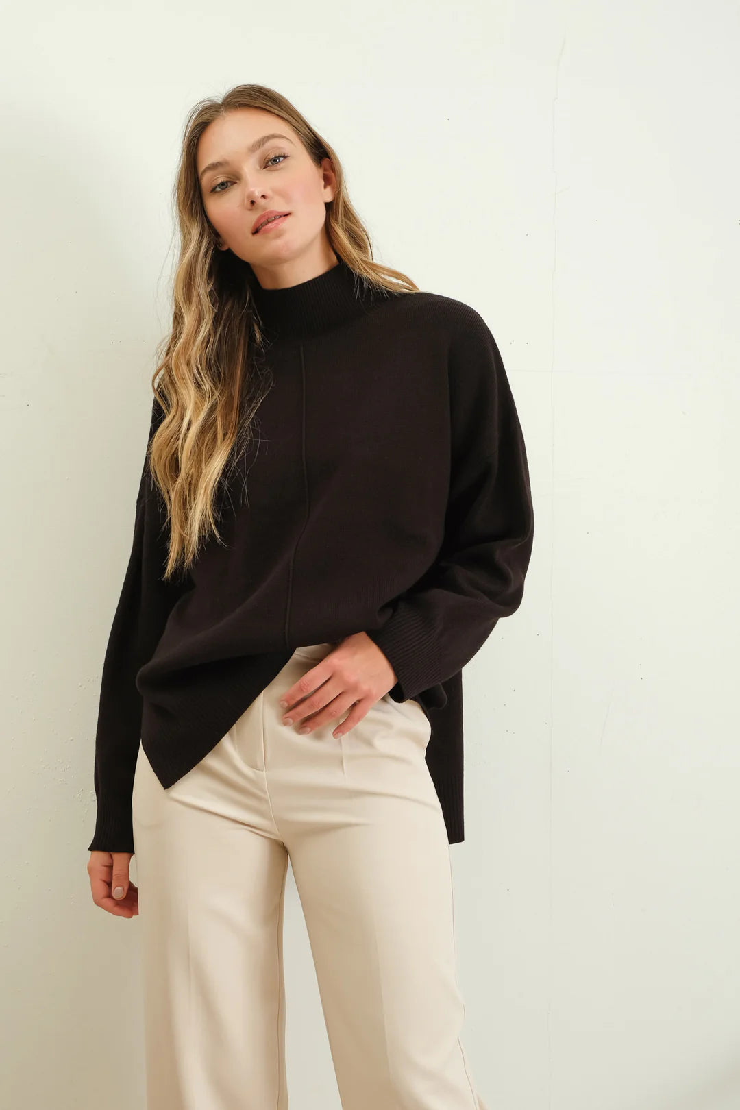 The Everlee Mock Neck Front Seam Pullover