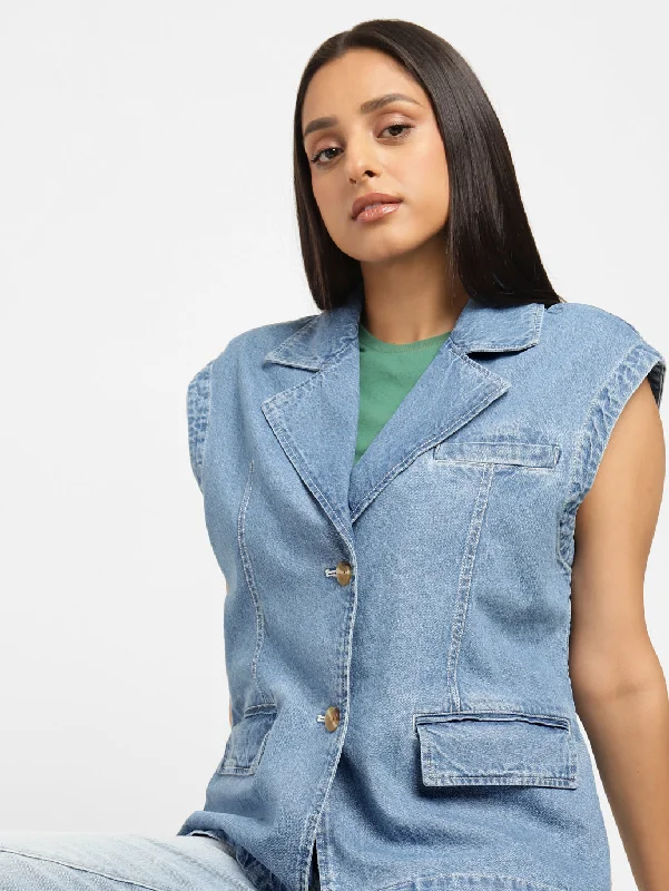 Levi's x Deepika Padukone Solid Notched Lapel Denim Jacket Australian Beach