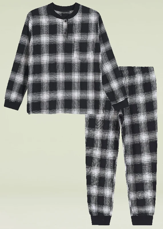 Women's Flannel Cotton Plaid Jogger Pants Pajamas Set