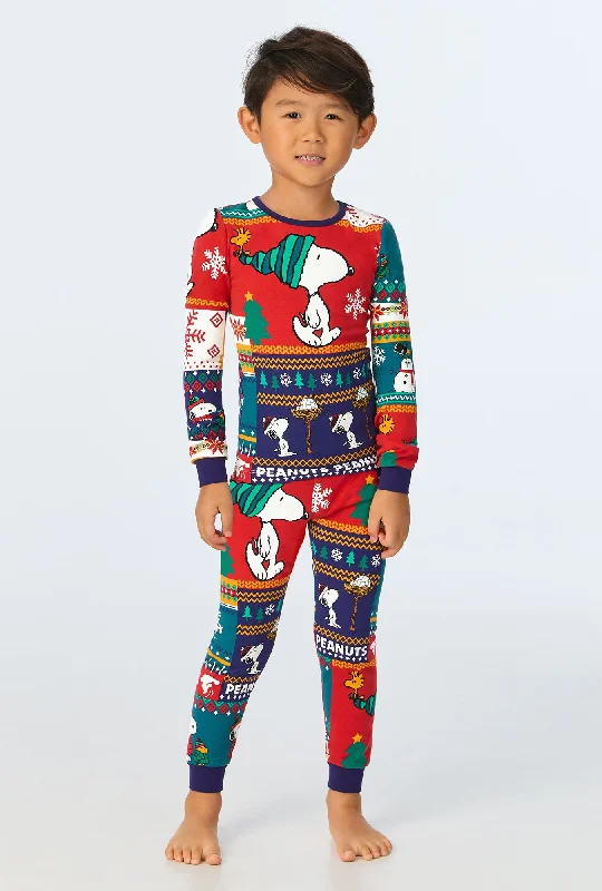 Fairisle Snoopy® Long Sleeve Stretch Jersey Kids PJ Set