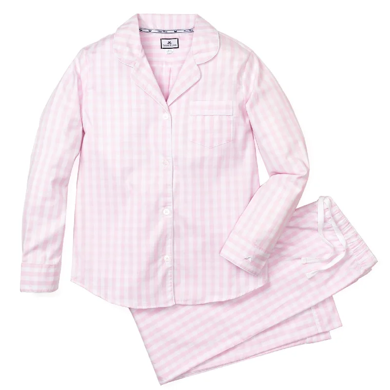 Women's Twill Pajama Set in Pink Gingham